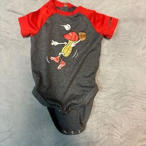 Under Armour Baby Bodysuit Baseball Graphic HeatGear Gray Red‎ 3/6M